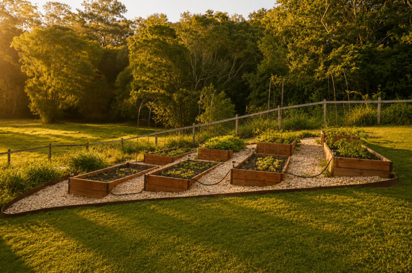 The vegetable garden in golden light