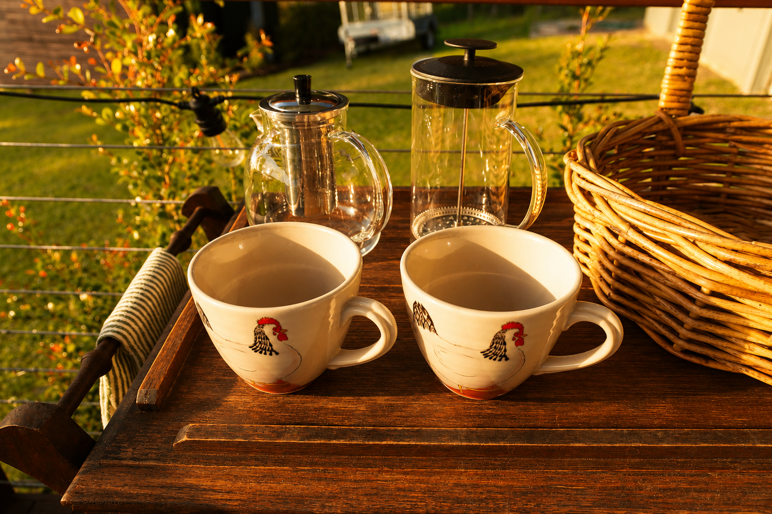 A coffee on the verandah at sunrise